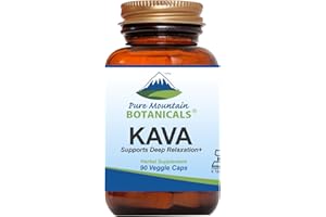 Pure Mountain Botanicals Kava Kava Capsules - 90 Kosher Vegan Caps with 400mg Wild Vanuatu Kava Root Extract