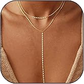 Lariat Necklace for Women Gold Long Necklaces for Women Dainty Drop Necklace Layered Beaded Twist Chain Y Shaped Necklaces