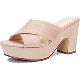 sexrosly Women's Platform Sandals Wedges Heels Sandals Open Toe Slip On Platform Heels Mules Dressy Pumps