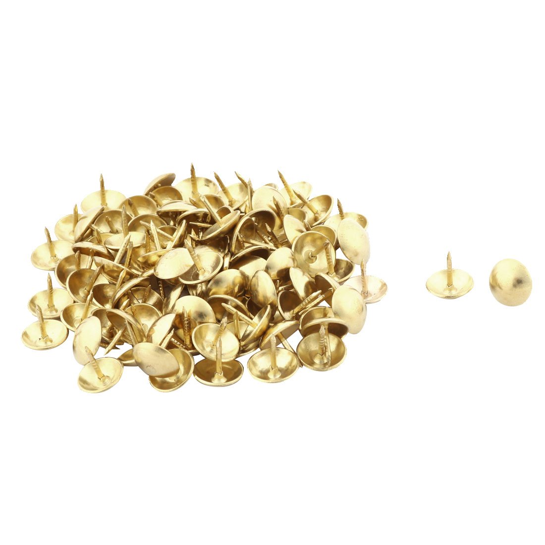 sourcingmap Metal Home Furniture Round Head Decoration Tack Nail Pushpin 10 x 10mm 100pcs Gold Tone
