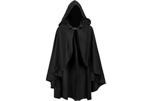 lckellong Renaissance Hooded Cloak Medieval Hooded Cloak Short with Curve Adult Men Women Men Halloween Medieval Costume