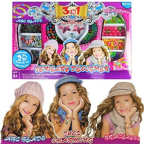 NEW Creative Jewelry Designer for Girls, 3-in-1 Just Charming, ABC Beads, Bracelets, DIY Fashion Jewelry Kits
