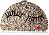 MILLY Glitter Eyelash 1/2 Moon Clutch, Multi