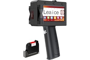 LEAICE Upgraded Handheld Inkjet Printer, Portable Handheld Printer Gun with 42ml Quick-Dry Ink, 0.5 Inch Nozzle for Text, QR Codes, Barcodes, Labels, Logo on Multiple Surfaces (Packaging/Wood/Metal/Plastic)