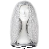 iCos Old Lady Wig Long Curly Silver Grey Witch Hair Wig Grandma Wig Halloween Costume Movie Cosplay Wig Adult