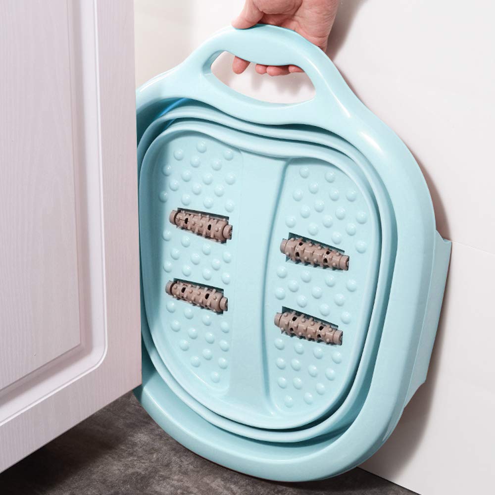 HAYAN Foot Spa Foldable Footbath Tub with Foot Massagers Large Thicken Size 19.6×15.7×7.8"(Green)