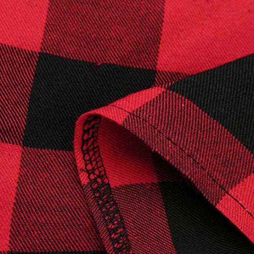 Lightning Deals Oversized Blouse,ZYooh Fashion Women Plaid Long Sleeve Shirt Tunic Tops (Red, XL)