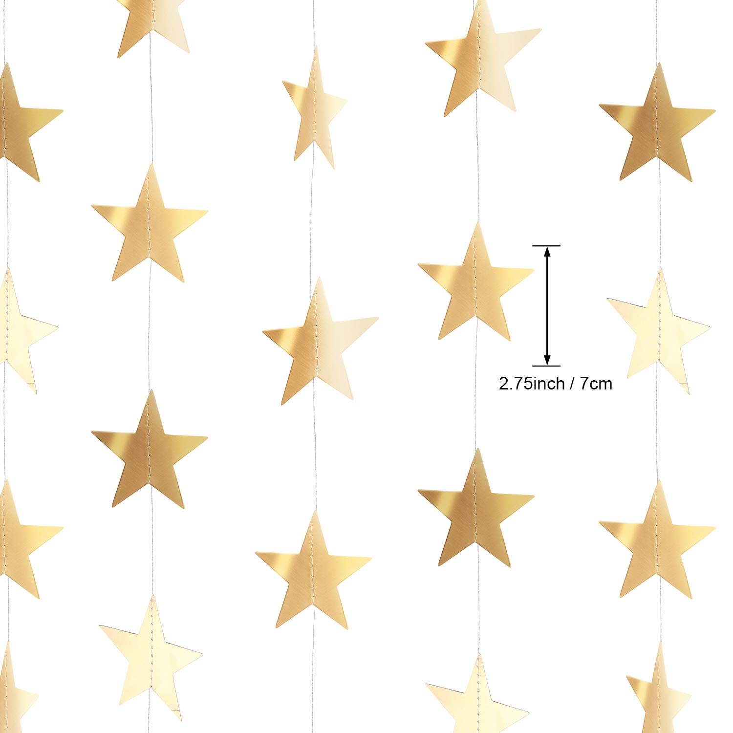 Patelai Glitter Star Garland Banner Decor 130 Feet Star Hanging Bunting Banner Twinkle Backdrop for Classroom Baby Shower Wedding Birthday Christmas Party Supplies(Champagne Gold)