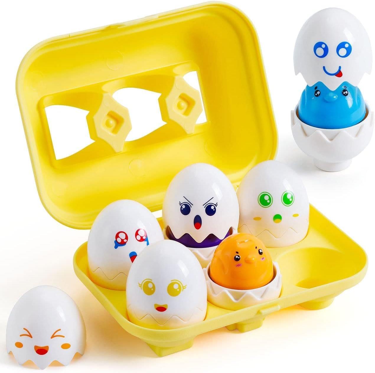 The Magic Toy Shop Matching Eggs Color & Shape Sorter Kids Toddlers Educational Sensory Baby Toys Egg Puzzle for 12+ Months, Easter Gift
