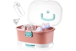 SERLIUM Baby Bottle Holder, Portable Large Capacity Toddler Bottles Storage Box with Lid Cover Anti-Dust Protection and Cutlery Storage Baby Bottle Drying Rack for Baby at Home Kitchen Travel Outdoors(2#)