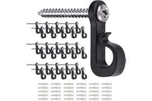 SELEWARE Q Hanger Hooks for Outdoor String Lights, Christmas Light Hooks with Screw, Indoor Outdoor Hooks Clips for Hanging S
