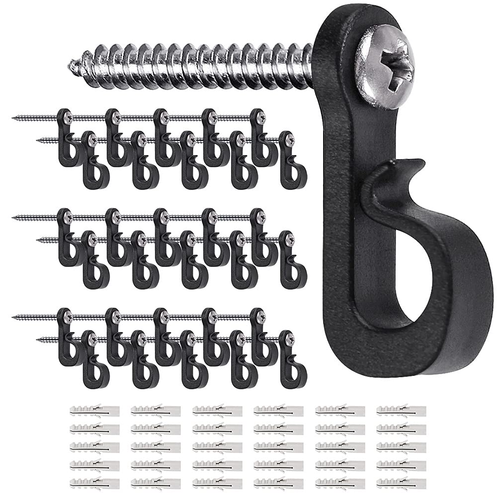 SELEWARE Screw in Hooks for Hanging Outdoor String Lights, Windproof Christmas Light Hanger Hooks, White Wall Hooks for Patio Gazebo Fence to Hang Party Fairy Wire Lights, Plants โ image 1