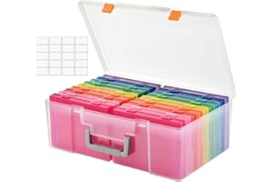 Photo Storage Box 5 x 7 Inches, 18 Inner Extra Large Boxes with Dividers, Colorful Acid-Free Photo Storage Containers with Ha