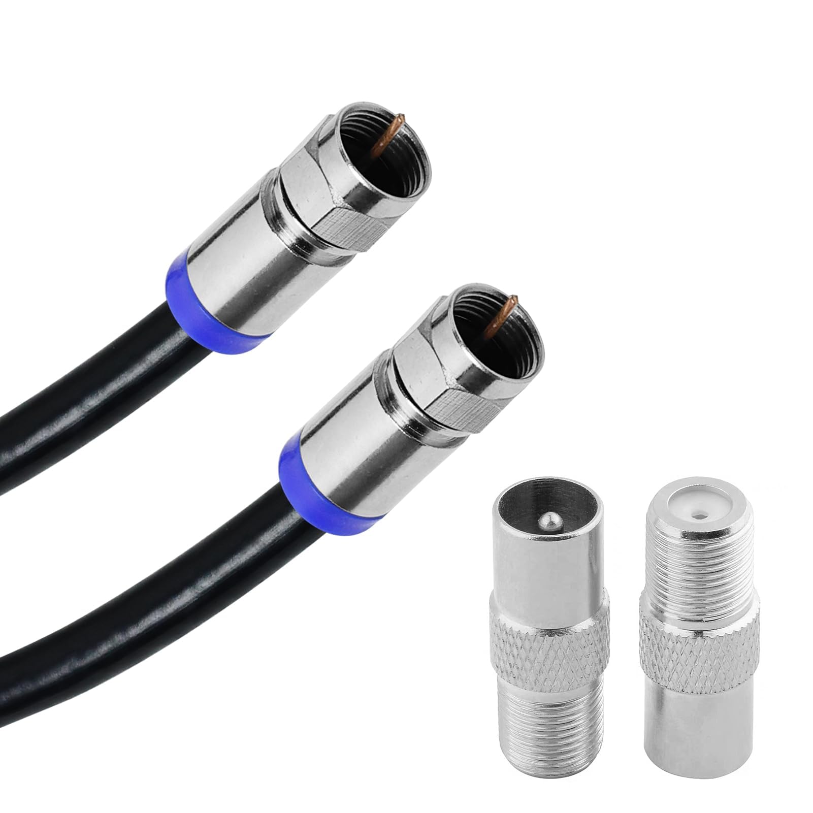 brileze RG6 Coaxial Cable 1M - High-Speed Digital TV Aerial & Broadband Cable with Compression Connectors (F Male to F Male) - Weatherproof for Sky HD, Virgin Media, Satellite, Cable Box