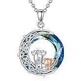 YONFQE Elephant Necklace Sterling Silver Crescent Moon Pendant Cute Animal Jewelry Gifts for Women