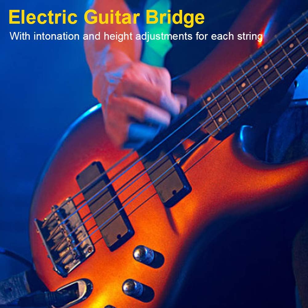 Guitar Bridge, Durable 4-String Saddle Bridge, Orrosion Prevention and Durability, Compatible for Electric Guitar, Electric Bass and Ukulele(Silver) - Image 4