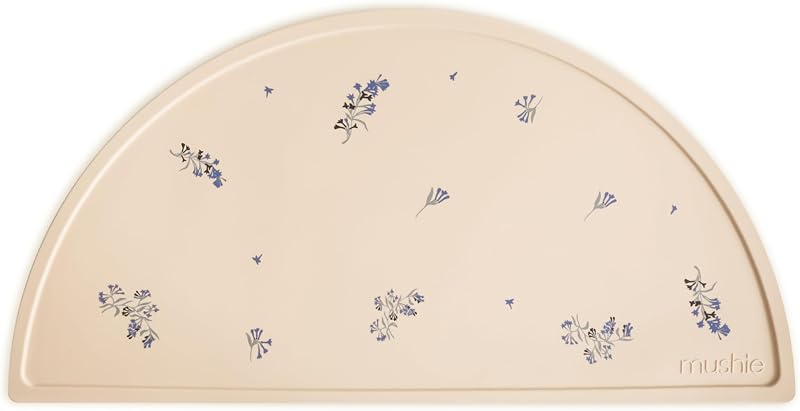Mushie Silicone Placemat for Kids Non-Slip 48 x 23 cm Lilac Flowers
