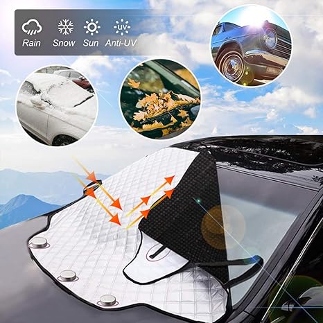 N NEWKOIN Auto Frontscheibenabdeckung Frontscheibe Sonnenschutz Regenschutz Schneeschutz Autoabdeckung Winterabdeckung UV-Ant