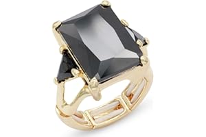 Lavencious Big Bold Radiant CZ Stones Stretch Rings for Women Size for 7-9