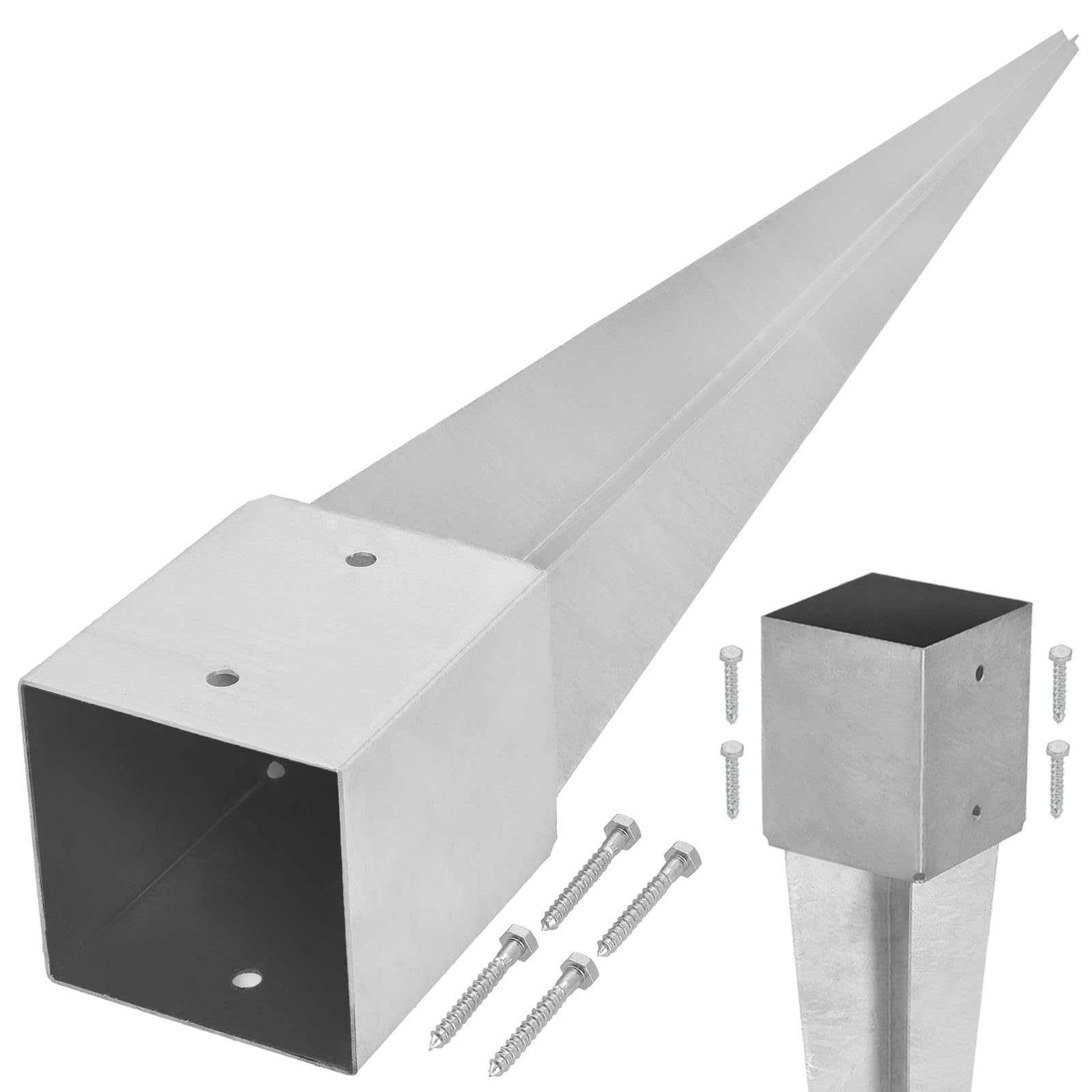 KOTARBAU® Ground Anchor - Post Spike - Galvanised Steel - 90 cm (35.43 in) - Silver - Ground Anchors Heavy Duty - 121 mm (4.76 in) - Post Brackets - Weather Resistant — image 1