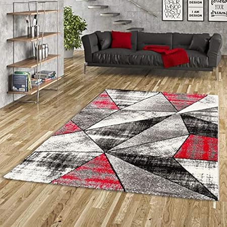 Brilliant Tapis De Designer Motif Magic Gris Rouge 5