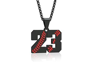 Suweibuke Inspiration Baseball Necklace - Stainless Steel Baseball Chain Number Pendant - Boys & Girls Gift