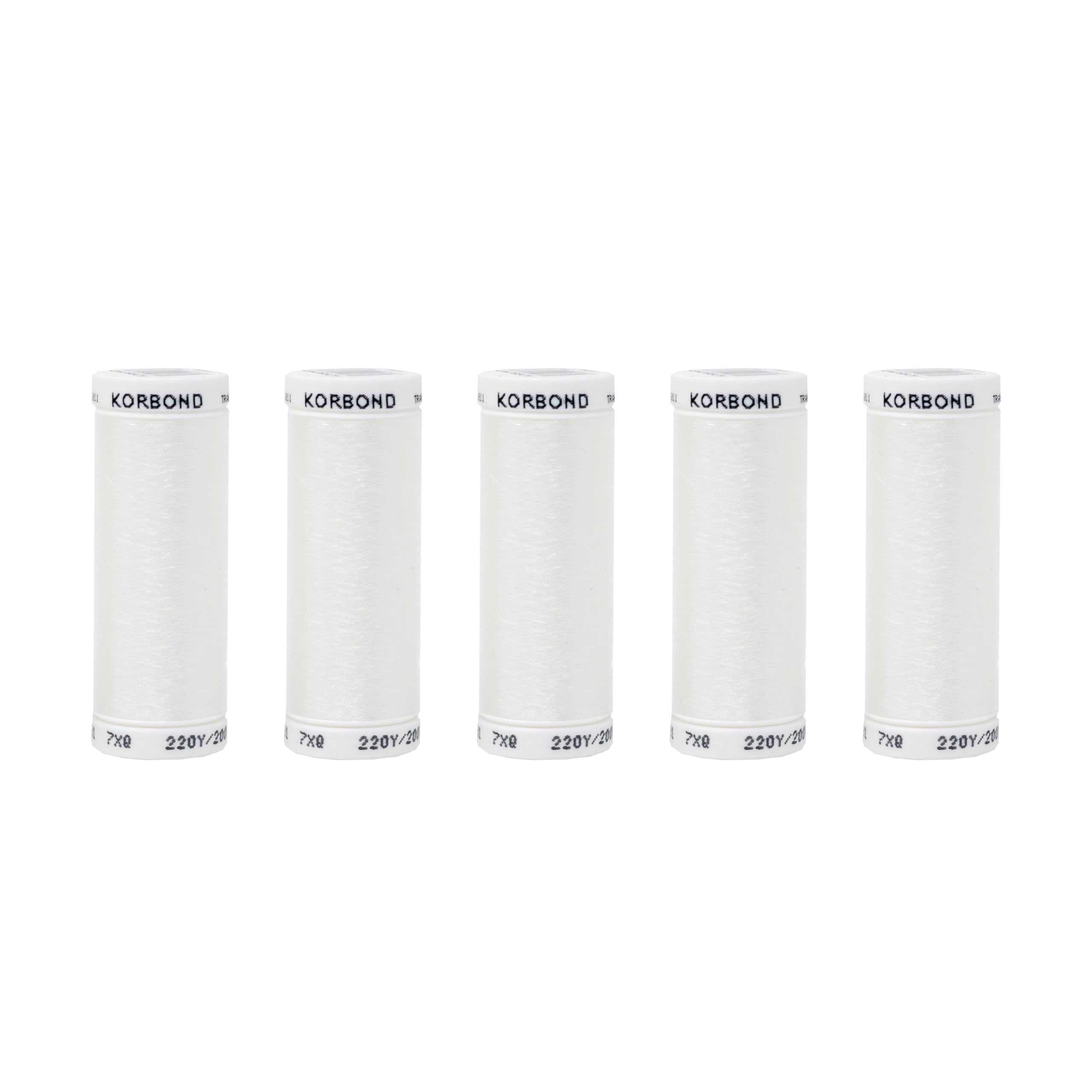 KORBOND White Transparent Thread- 1000m Thread - 5 x 200m Spools – Colour Blend with Light Fabrics- Ideal for Embroidery, Repairs, Crafting, Beading Hand Sewing, Quilting, Sewing Machine