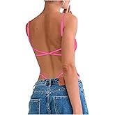 Milumia Women Sexy Backless Bodysuits Scoop Neck Open Back Night Out Club Bodysuit Tops