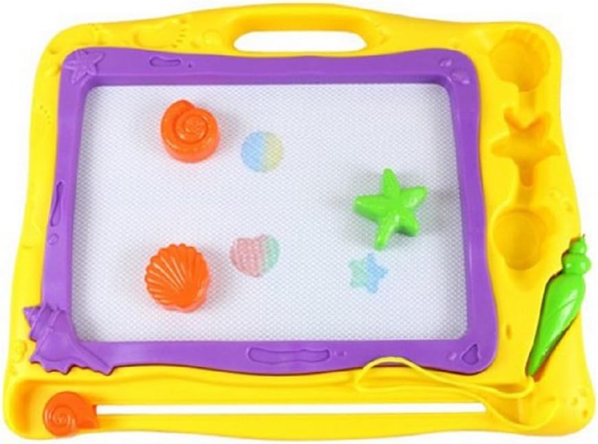Kid Friendly Colorful Travel Magic Board / Easy Sketchpad Magnetic Drawing Laptop Doodler with Stampers