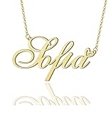 AOLO Sofia Heart Name Necklace 18k Gold Plated