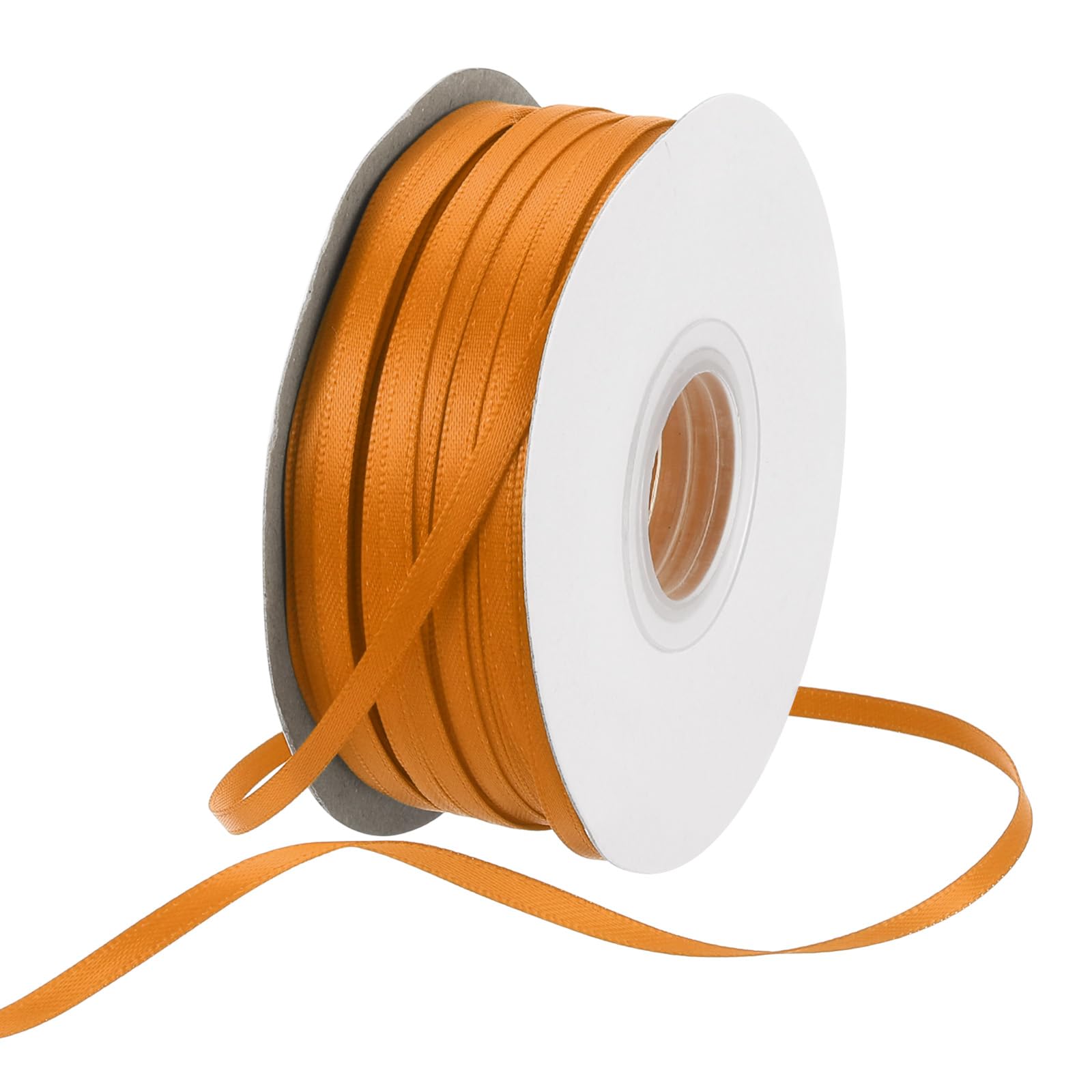 Rebower 3mm Satin Ribbon 91m Thick Double Face Grosgrain Silk Ribbon, [for Gift Wrapping, Hair Bows, Wedding, Cake, Flower] - 100 Yard/300ft/ Orange