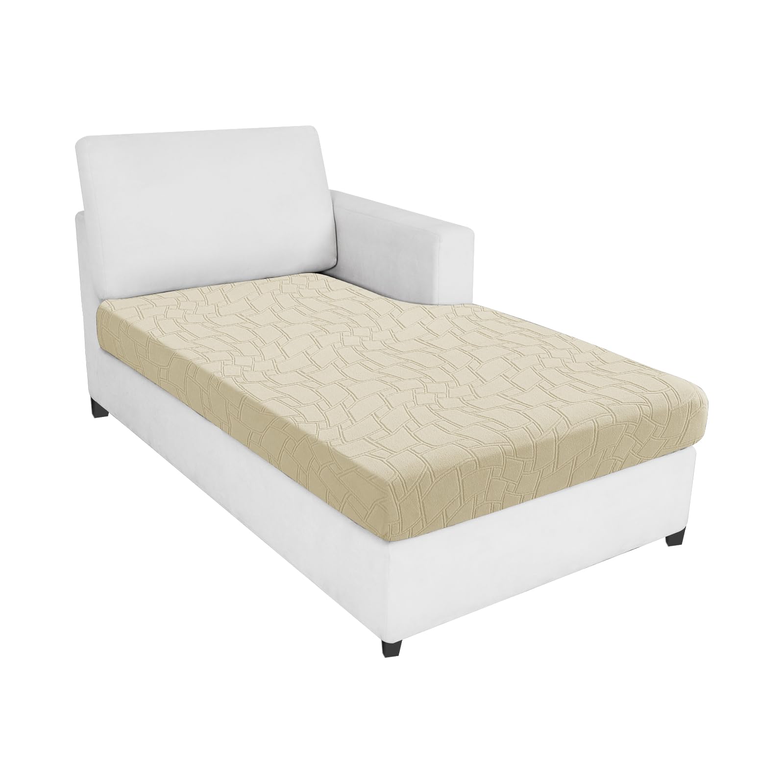 MAXIJIN Waterproof Sofa Seat Cushion Cover Jacquard Fabric Sofa Seat Cover for Sofa Cushion L Shaped Chaise Longue Furniture Protection (Beige, Chaiselounge)