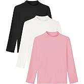 Auranso 3 Pack Boys Girls Turtleneck Kids Long Sleeve Shirts Solid Warm Unisex Turtle Neck Top