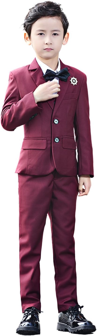 HuMi 4/5 Piece Slim Fit Kids Boys Formal Suit Set For Wedding