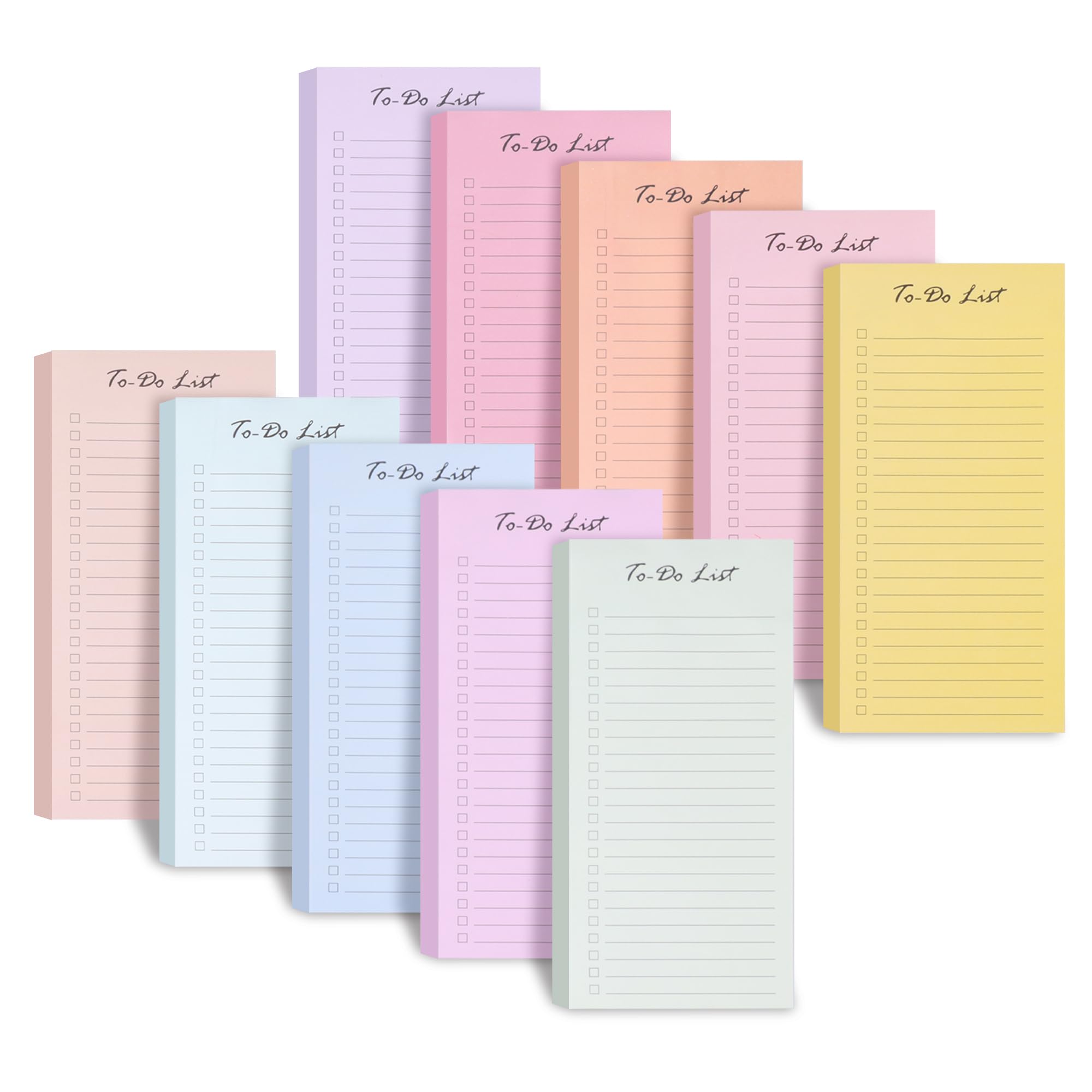 ABCDPP 10 Pack 500 Sheets To Do List Notes, Simple Daily Checklist Notepads, Memo Pad, Grocery List, Reminders, Weekly Plan Notepad Organizer Planners Macaron,Academic Planner Bright (Macaron)