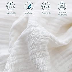 SE SOFTEXLY Cotton Blanket, 4-Layer White Throw