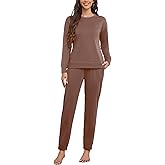 LOCUBE Women's Fleece Pajama Set - Soft Long Sleeve Top & Drawstring Lounge Pants with Pockets, Cozy Winter Loungewear