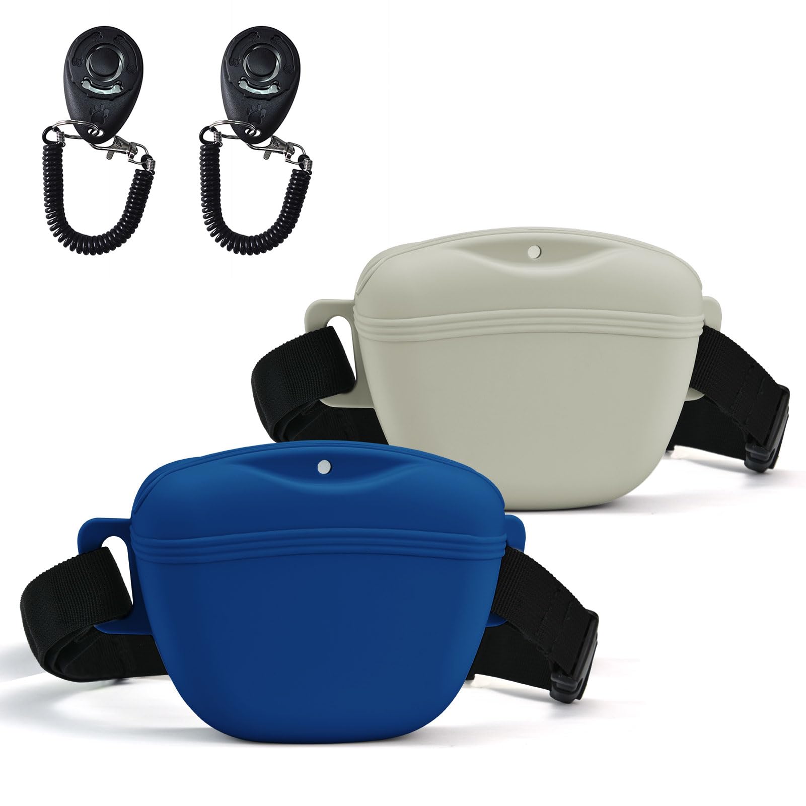 AUDWUD Upgraded Version of Silicone Treat Bag,Thicker and Stronger,Tighter Sealing;Comes with a Belt for Convenient Wearing;also Includes a Training Clicker for Easy Dog Training