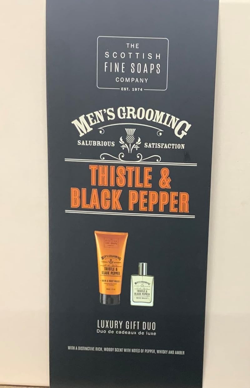 Scottish Fine Soaps Thistle Black Pepper Luxury Gift Duo Hair Body Wash EDT