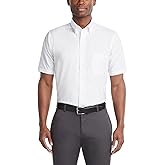 Van Heusen Mens Short Sleeve Dress Shirt Regular Fit Oxford Solid