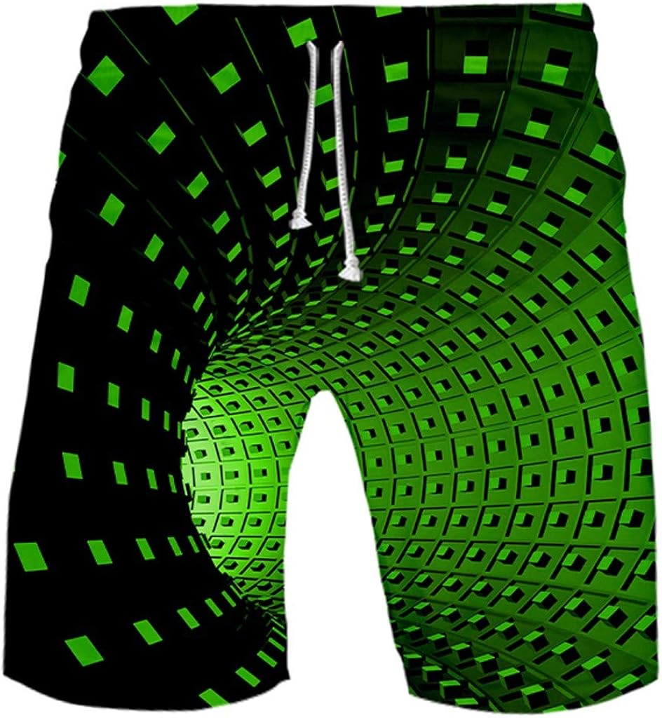 HebeTop Mens Swim Trunks Summer 3D Print Graphic Casual Athletic Swimming Short