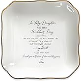 Vancsenia To My Daughter On Her Wedding Day Ring Dish – From Mom & Dad Ceramic Jewelry Tray – Bride Gift Keepsake for Daughter – Engagement, Bridal Shower