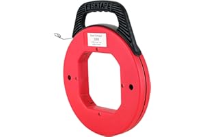 MAOPINER 100 Feet (30M) Steel Fish Tape in Red Plastic Housing, Retractable Wire Fish Tape Reel, Flexible Wire Fishing Tools 