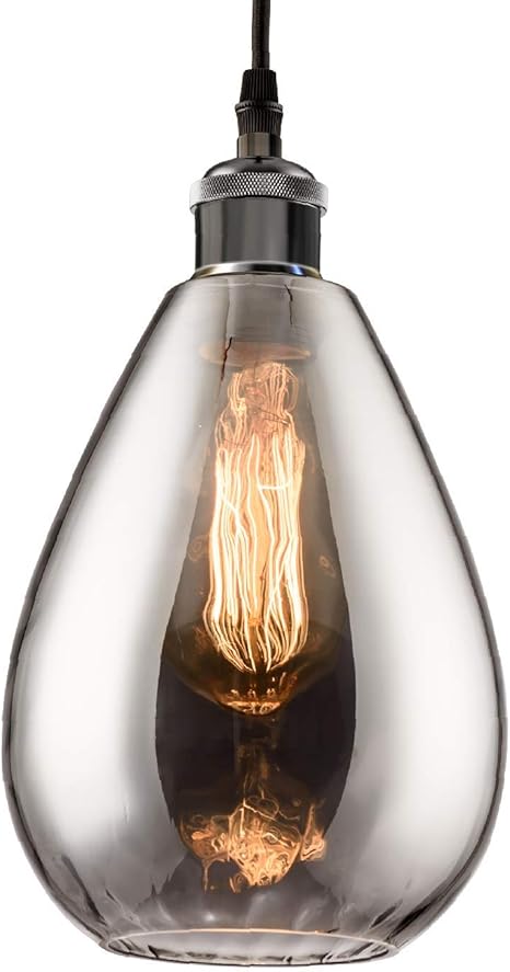 Gladfresit 1 Light Pendant Light With Teardrop Glass Adjustable Nylon Core Contemporary Medium Ceiling Lights For Kitchen Island Coffee Table Work Area Dining Room Bulb Not Included Amazon Com