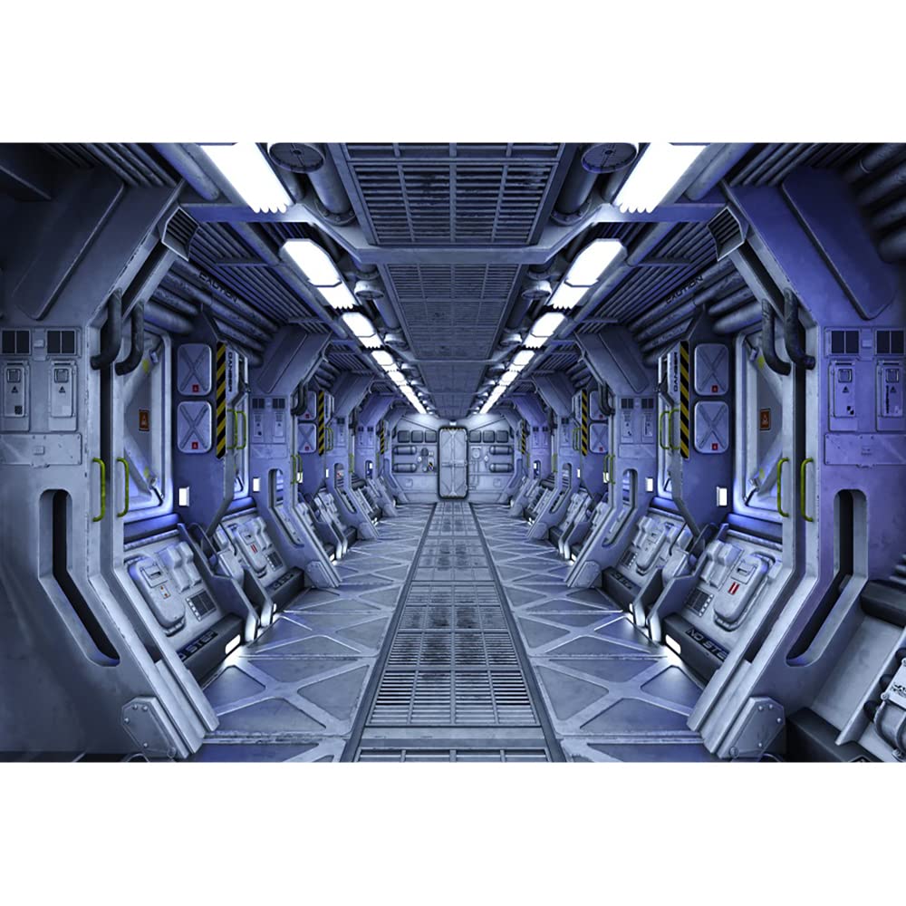 Aoihrraan 3x2,5m Spaceship Interior Backdrop Universe Space Station Cabin Corridor Futuristic Science Fiction Photography Background for Boys Birthday Party Wallpaper Decoration Photo Studio Props