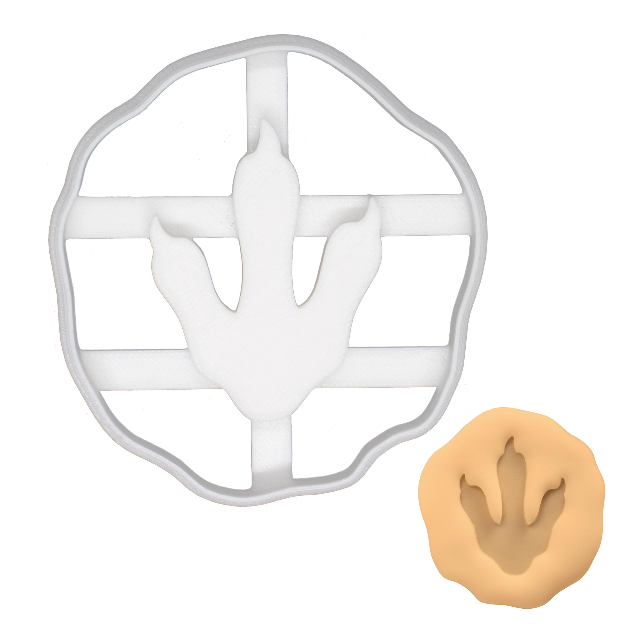 BAKERLOGY T-Rex Footprint Fossil Cookie Cutter - Detailed Biscuit Cutter Design for Baking and Crafts, Ideal on Fondant, Dough, Clay