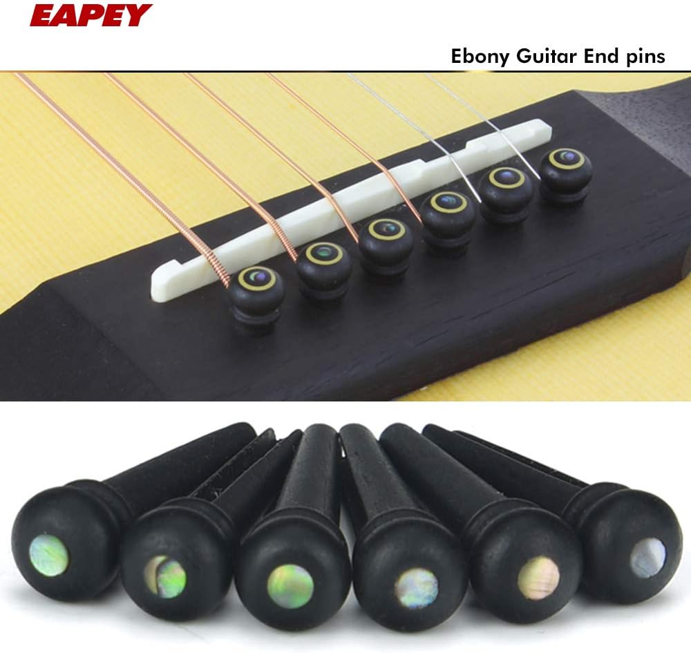 Ebony Acoustic Guitar String Pegs Bridge Pins for Six String Acoustic