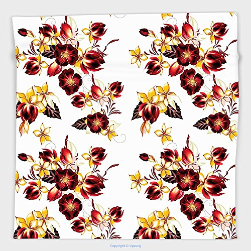 Vipsung Microfiber Ultra Soft Hand Towel-Flowers By Floral Decor Seamless Wallpaper Pattern With Flowers Decorative Design Print Yellow Burgundy For Hotel Spa Beach Pool Bath
