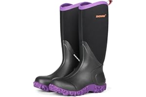 Showave Women's Rain Boots Tall Insulated Rubber Boots for Women Neoprene Waterproof Boot Durable Mud Boot for Gardening Farming Fishing
