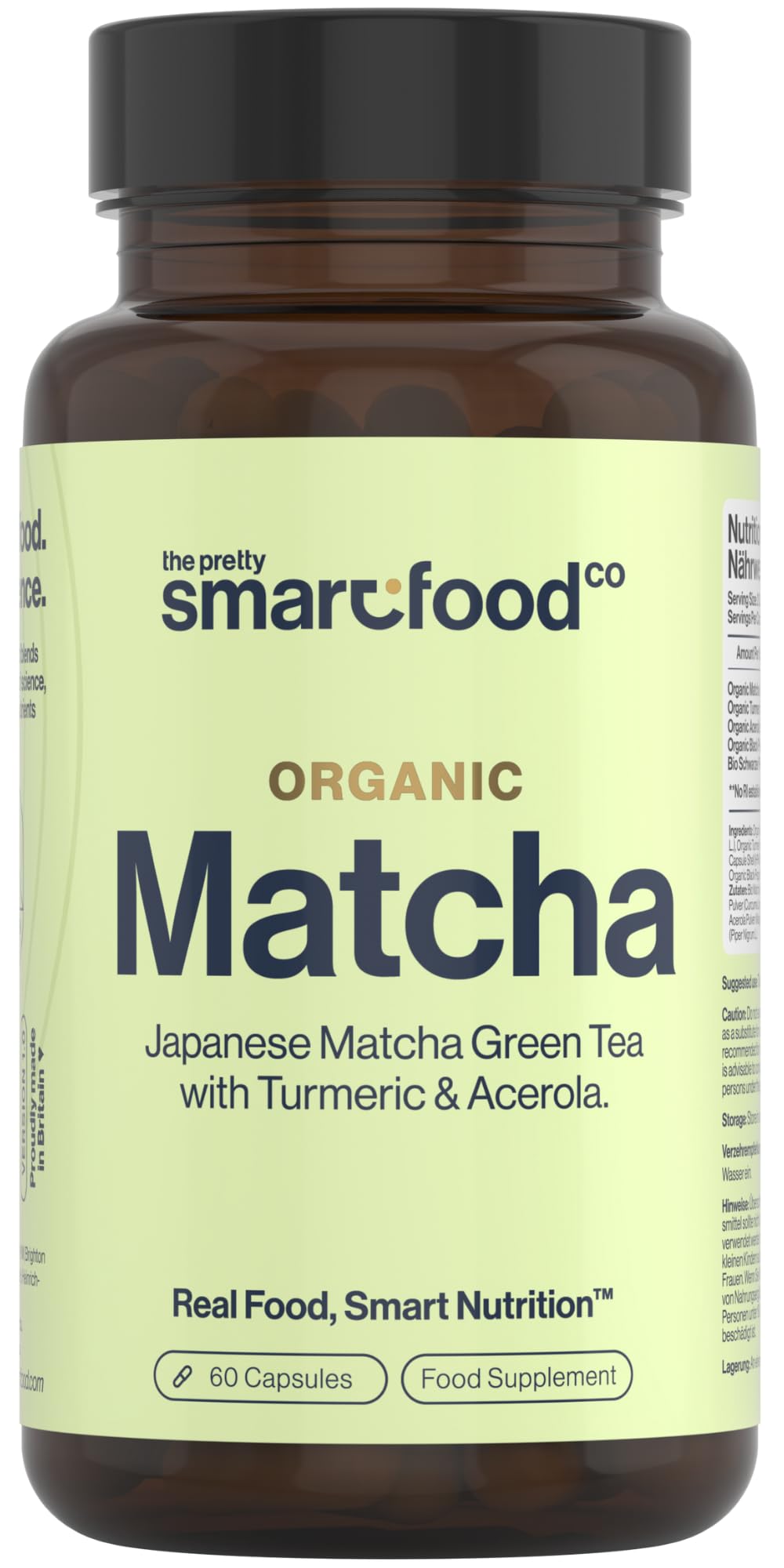 Green Tea Extract Capsules - Organic Matcha Green Tea Tablets - Boosted with Turmeric, Acerola Cherry & Black Pepper - 1360MG Complex - Green Tea Supplement - 60 Capsules - UK Made